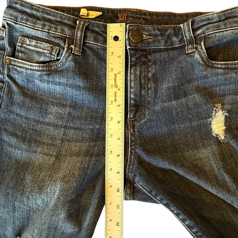 Kut from the Kloth Amy Ankle Straight Leg Jeans Distressed Cuffed Women’s 10 - Picture 14 of 16